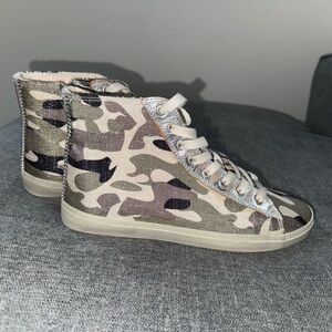 Kim & Zozi Hippie Bling camouflage high-top sneakers.